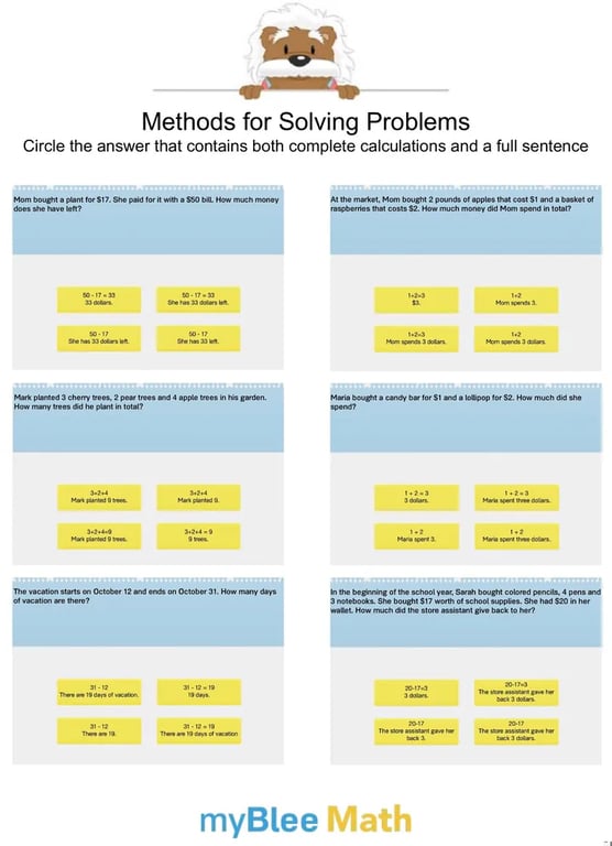 Methods for Solving Problems: Worksheet #5